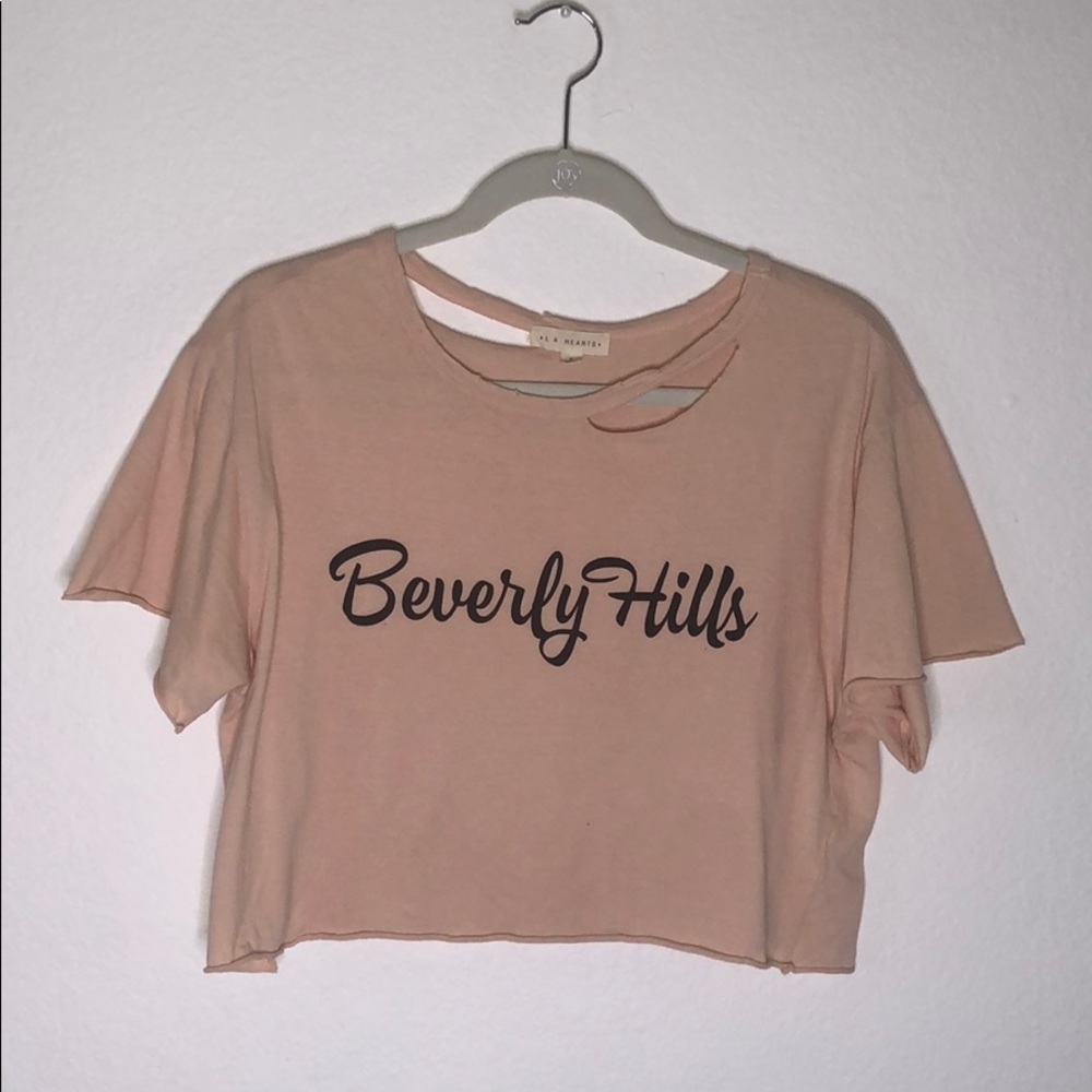 Light pink/blush ripped crop top